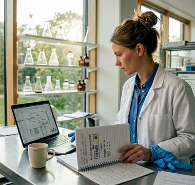 Forskare analyserar immunförsvarets data vid laboratoriebänken