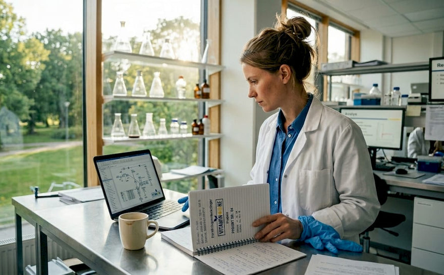 Forskare analyserar immunförsvarets data vid laboratoriebänken