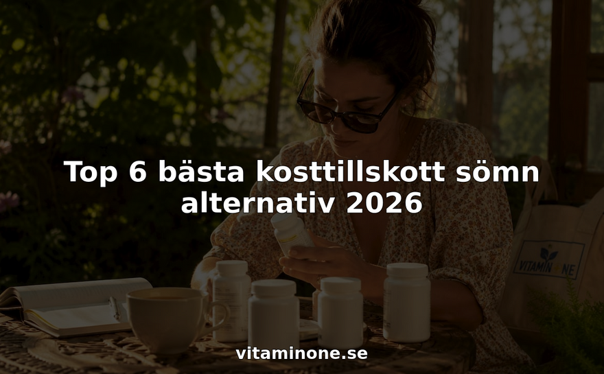 Kvinna som jämför olika kosttillskott för bättre sömn vid köksbordet