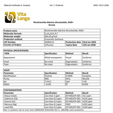 1 + 1 Paketpris VITA LONGA NAD+ och NMN. 2 x 60 kapslar, 500 mg dos.