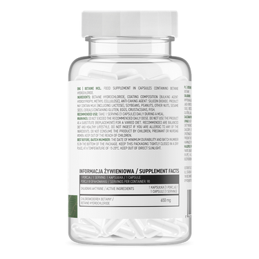 Betaine HCl, Veganske 90 kapsler, Mavesyre-regulerende - vitaminone.se